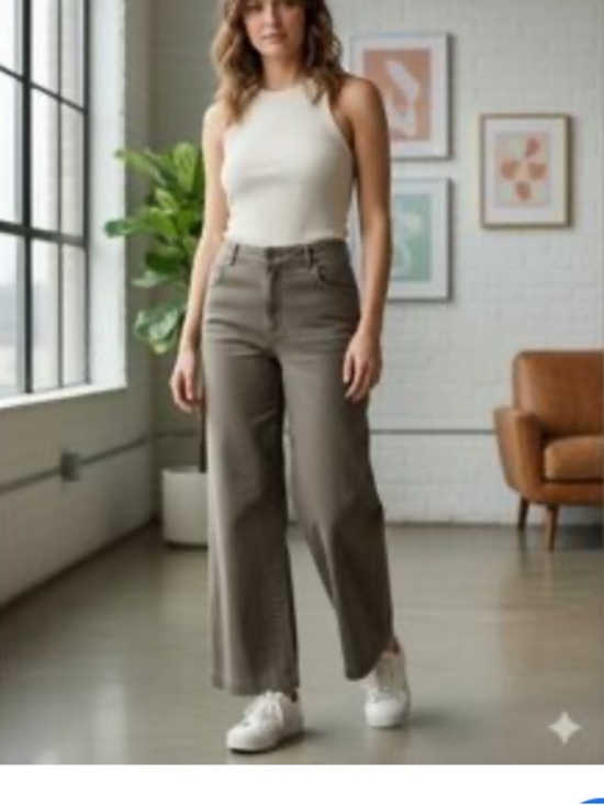 Young Fabulous & Broke Pants - Young Fabulous & Broke Olive Green, Wide-Leg, high waisted Chinos